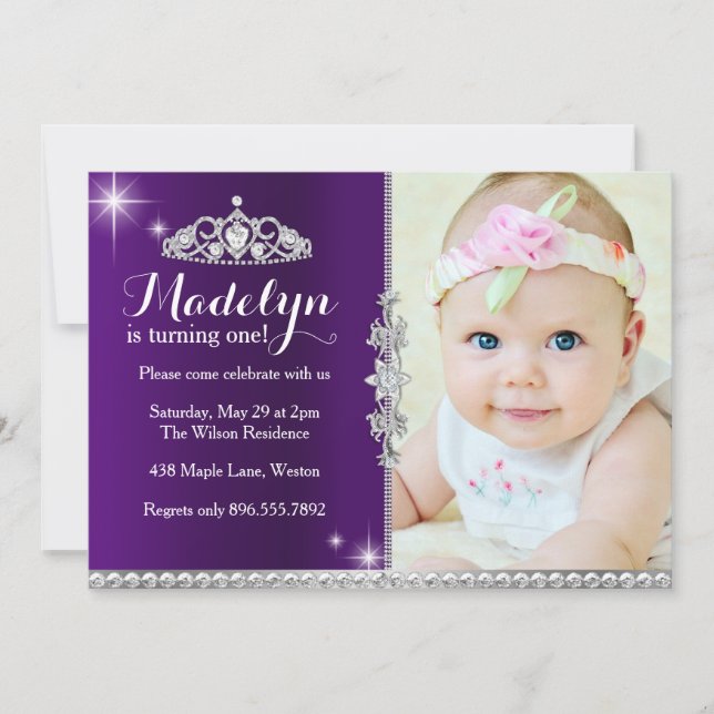 Little Princess First Birthday Invitation (Front)