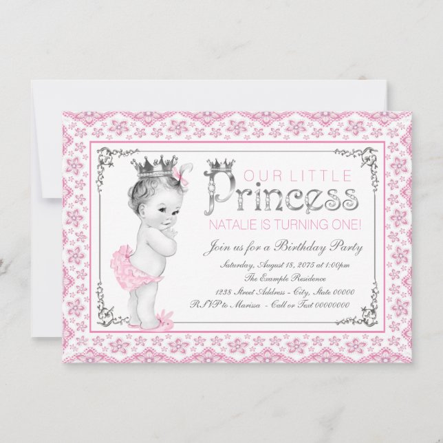 Little Princess First Birthday Party Invitation (Front)
