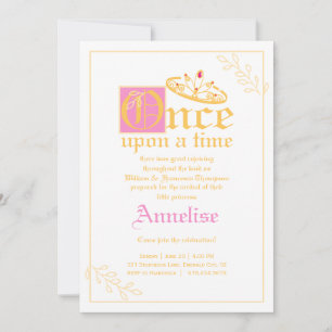 little princess girl BABY SHOWER pink gold tiara I Invitation
