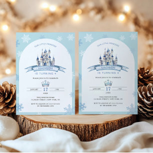 Little Princess Ice Castle Crown Winter Birthday Invitation