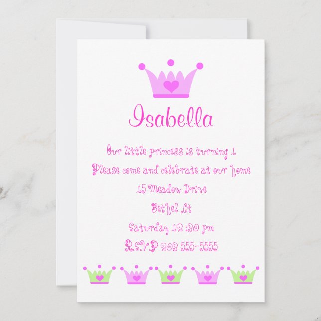 little princess invitation (Front)