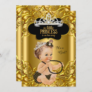 Little Princess is on her way Baby Shower Brunette Invitation