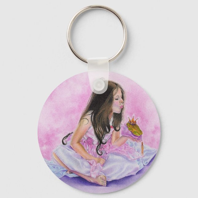 Little Princess Kissing Frog Keychain (Front)