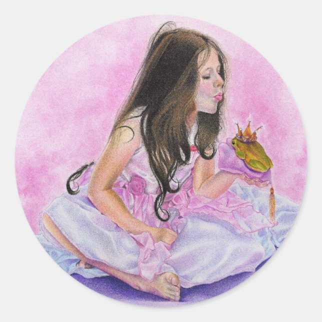 Little Princess Kissing Frog Sticker (Front)