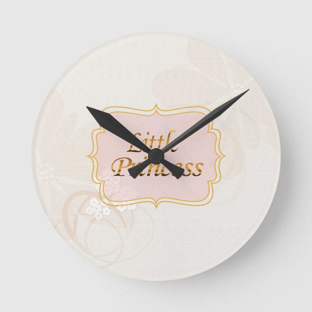 Little Princess Name Tag Round Clock (Front)