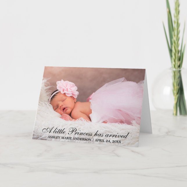 Little Princess New Baby Announcement Folded Card (Front)