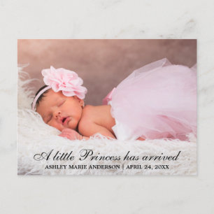 Little Princess New Baby Photo Announcement Postcard