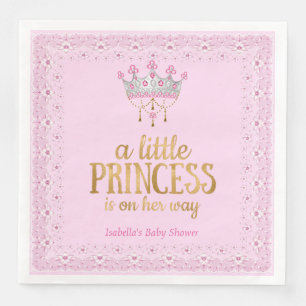 Little Princess on her way Pink Gold Tiara Party Napkin