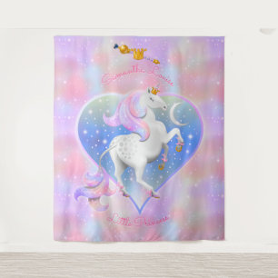 Little Princess Personalized Pink Unicorn Tapestry