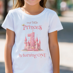 Little Princess Pink Castle 1st Birthday Baby T-Shirt