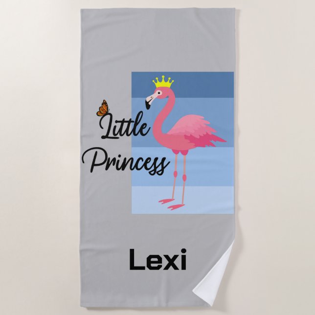 Little Princess Pink Flamingo Design - Beach Towe  Beach Towel (Front)