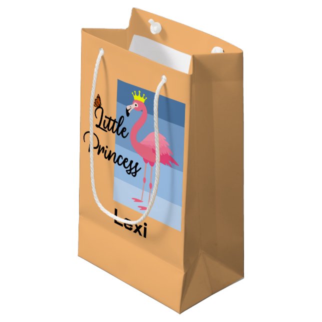 Little Princess Pink Flamingo Design - Gift Bag -  (Front Angled)
