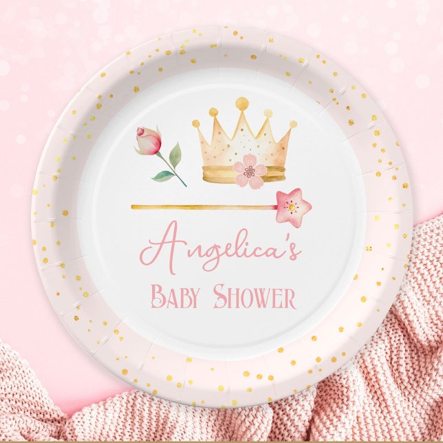 Little Princess Pink Royal Baby Shower Paper Plate (Creator Uploaded)