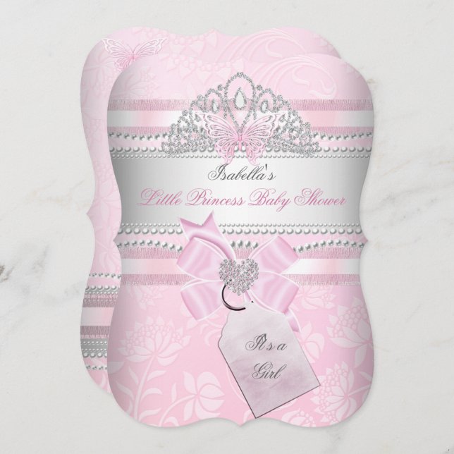 Little Princess Pretty Baby Shower Girl Butterfly Invitation (Front/Back)