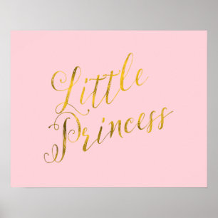 Little Princess Quote Faux Gold Foil Glitter Pink Poster