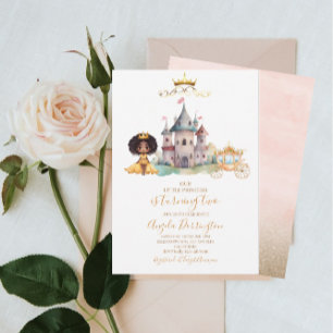 Little princess royal celebration watercolor invitation