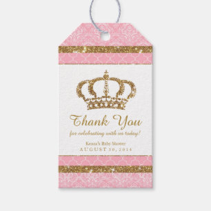 Little Princess Royal Pink Gold Favour Tag