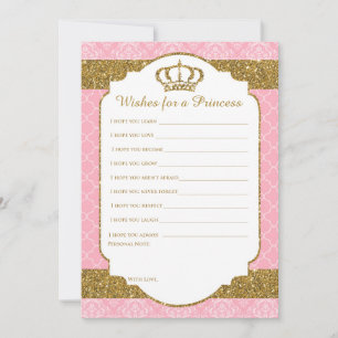 Little Princess Royal Pink & Gold Wishes for Baby Advice Card