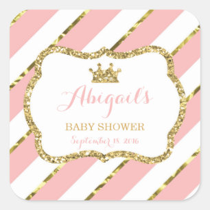 Little Princess Sticker, Pink, Faux Glitter Square Sticker