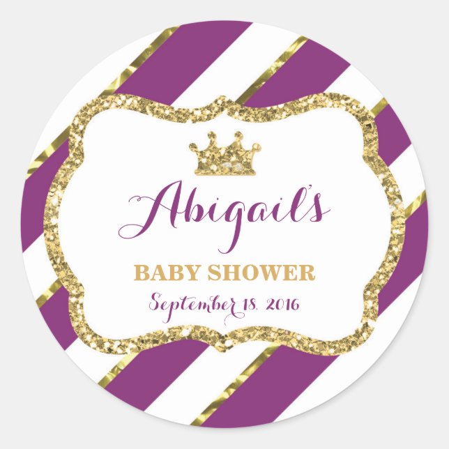 Little Princess Sticker, Purple, Faux Glitter Classic Round Sticker (Front)