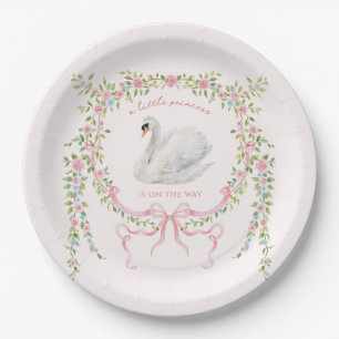 Little Princess Swan Baby Shower Party Paper Plate