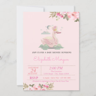 Little Princess, Swan,Crown,Floral Baby Shower Invitation