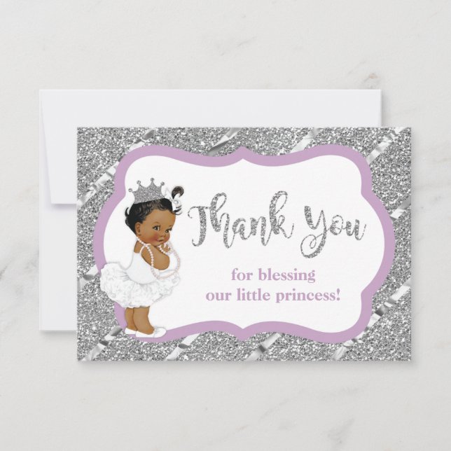 Little Princess Thank You Card, Faux Glitter (Front)