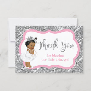 Little Princess Thank You Card, Faux Glitter Card