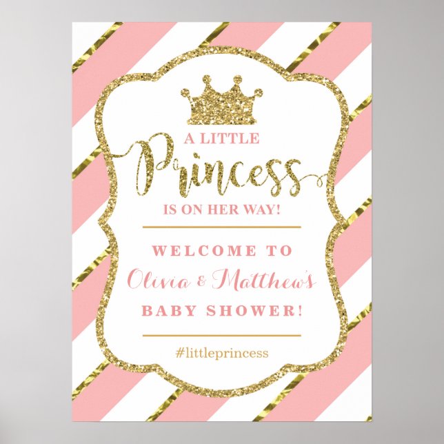 Little Princess Welcome Sign Poster, Baby Shower (Front)