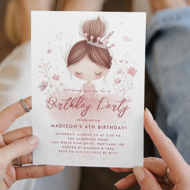 Little Princesses Ballerina Pink Birthday Party  Invitation (Creator Uploaded)