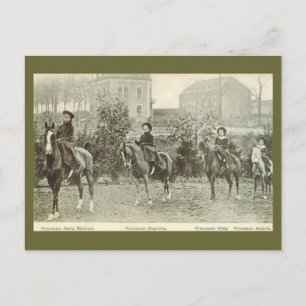 Little princesses riding horses sidesaddle #028SS Postcard