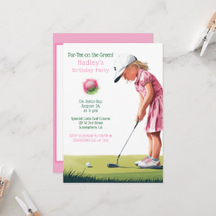 Little Pro In Pink: Birthday on the Green Girl Invitation