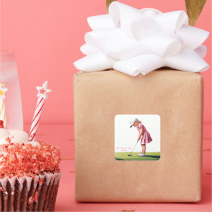 Little Pro In Pink: Birthday on the Green Square Sticker