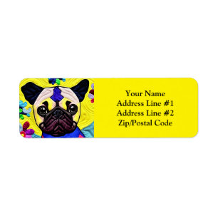Little Pug Puppy Quilt Like Design Return Address Label
