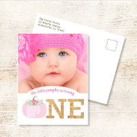 Little Pumpkin 1st Birthday Girl Invitation