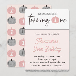 Little Pumpkin 1st Birthday Invitation Turning one