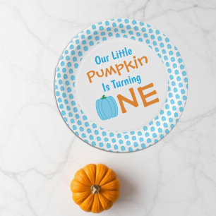 Little Pumpkin 1st Birthday Paper Plate