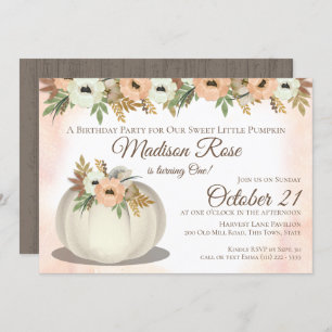 Little Pumpkin 1st Birthday Party Invitation
