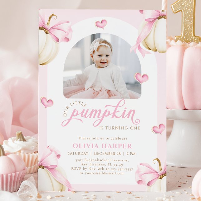 Little Pumpkin 1st Birthday Photo Invitation (Creator Uploaded)