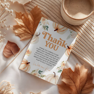Little Pumpkin 1st Birthday Thank You Card