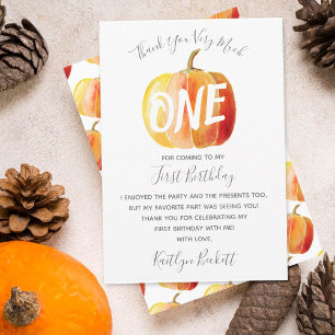 Little Pumpkin 1st Birthday Thank You Card