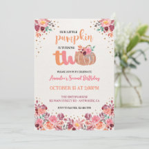 Little Pumpkin 2nd Birthday Boho Floral Invite