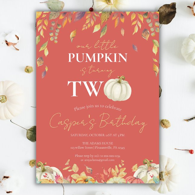 Little Pumpkin 2nd Birthday Invitation (Creator Uploaded)