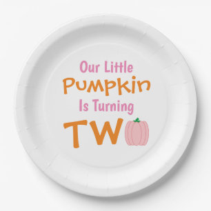 Little Pumpkin 2nd Birthday Paper Plate