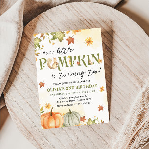Little Pumpkin 2nd Birthday Party Invitation