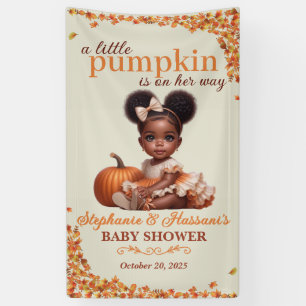 Little Pumpkin African American Girl Baby Shower Banner