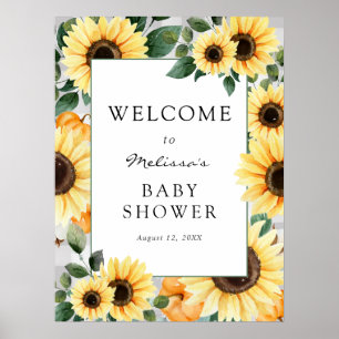 Little Pumpkin and Sunflowers Baby Shower Welcome Poster
