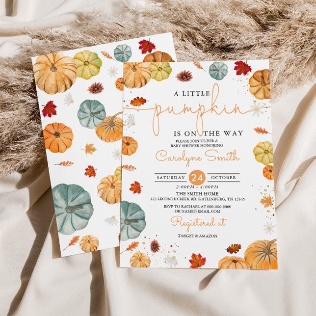 Little Pumpkin Autumn Baby Shower Invitation (Creator Uploaded)