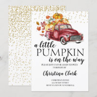 Little Pumpkin Autumn Cute Red Truck Baby Shower