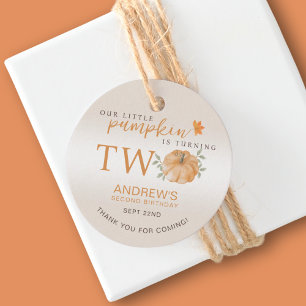 Little Pumpkin Autumn Fall 2nd Birthday Favour Tags